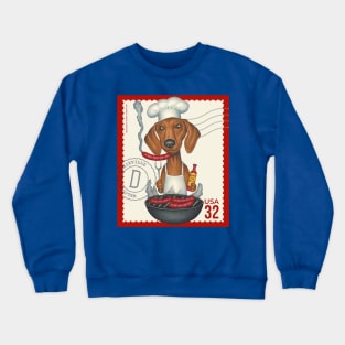 Funny Dachshund Doxie grilling hot dogs Crewneck Sweatshirt